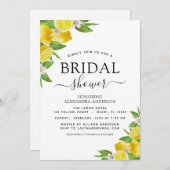 ブライダルシャワーレモンウォーターカラーシトラスイエロー 招待状 (正面/裏面)
