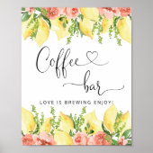 ブライダルシャワーレモンコーヒーバー標識 ポスター (正面)