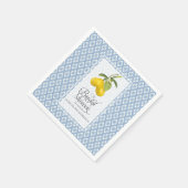 ブライダルシャワーレモンシトラスブルーホワイトパターンアート スタンダードカクテルナプキン (角)