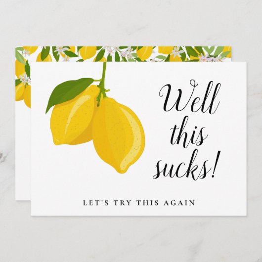 ブライダルシャワーレモンズの日付の変モダン更 招待状 (正面/裏面)