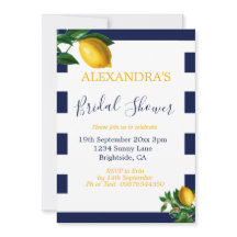 ブライダルシャワーレモンズネイビーホワイトストライプエレガント