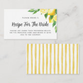 ブライダルシャワーレモンテーマレシピリクエストカード エンクロージャーカード (正面/裏面)