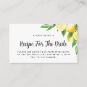 ブライダルシャワーレモンテーマレシピリクエストカード エンクロージャーカード (正面)