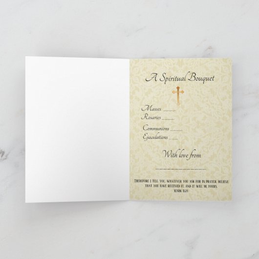 ブライダルシャワーレーススピリチュアルブーケ祈りの言葉 サンキューカード (内部)