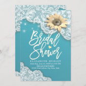 ブライダルシャワーレースヒマワリひもライトティファニー 招待状 (正面/裏面)