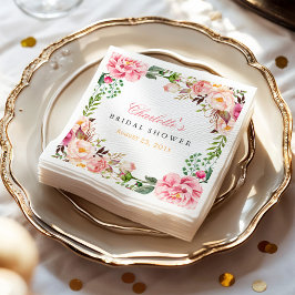 ブライダルシャワーロマンチックシックフローラリースラップ スタンダードカクテルナプキン