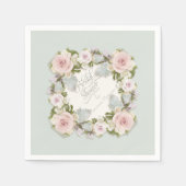 ブライダルシャワーロマンチックリースバラフローラの花 スタンダードカクテルナプキン (正面)