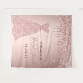 ブライダルシャワーローズゴールドグリッター垂れ落ちる豪華 タペストリー (正面(横))