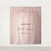 ブライダルシャワーローズゴールドグリッター垂れ落ちる輝き タペストリー (正面)