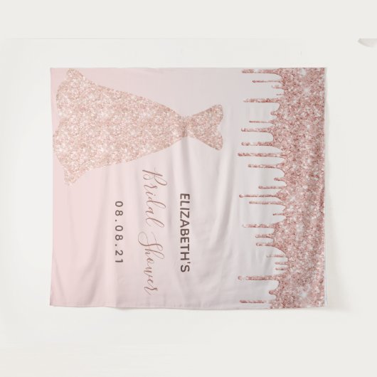 ブライダルシャワーローズゴールドドリップス タペストリー (正面(横))