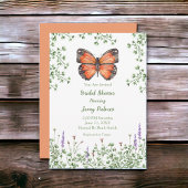ブライダルシャワーワイルドフラワーオレンジバタフライグリーン 招待状