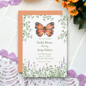 ブライダルシャワーワイルドフラワーオレンジバタフライグリーン 招待状