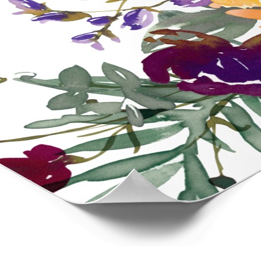 ブライダルシャワーワイルドフラワーサンフラワーウェルカムサイン ポスター (角)