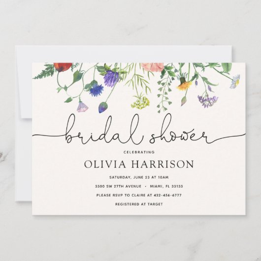 ブライダルシャワーワイルドフラワーシャワー招待状 招待状 (正面)