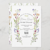 ブライダルシャワーワイルドフラワーズフローラディティ 招待状 (正面/裏面)