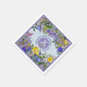 ブライダルシャワーワイルドフラワーズモノグラムヴィンテージフローラ スタンダードカクテルナプキン (角)