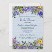 ブライダルシャワーワイルドフラワーズモノグラムヴィンテージフローラ 招待状 (裏面)