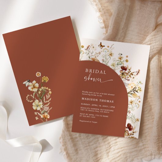 ブライダルシャワーワイルドフラワーテラコッタアーチ 招待状