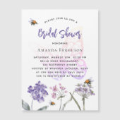 ブライダルシャワーワイルドフラワーバイオレットバタフライ マグネット招待状 (正面)