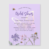 ブライダルシャワーワイルドフラワーバイオレットバタフライ マグネット招待状 (正面)
