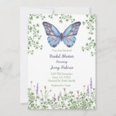 ブライダルシャワーワイルドフラワーブルーバタフライグリーン 招待状 (正面)