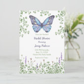 ブライダルシャワーワイルドフラワーブルーバタフライグリーン 招待状 (スタンド正面)