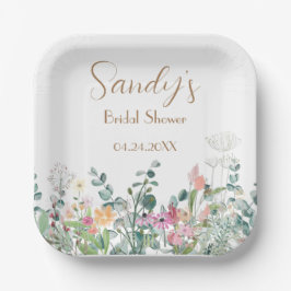 ブライダルシャワーワイルドフラワーボホフローラ紙プレート ペーパープレート