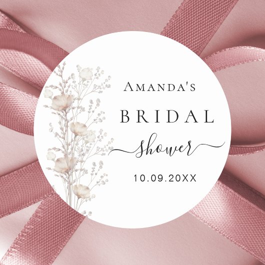 ブライダルシャワーワイルドフラワー開花ベージュ ラウンドシール