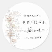 ブライダルシャワーワイルドフラワー開花ベージュ ラウンドシール (正面)