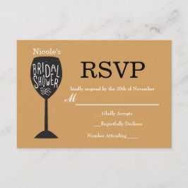 ブライダルシャワーワイングラスANYカラーRSVPカード 出欠カード