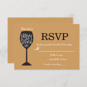 ブライダルシャワーワイングラスANYカラーRSVPカード 出欠カード (正面/裏面)