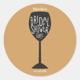 ブライダルシャワーワイングラスANY COLORスタンプ ラウンドシール