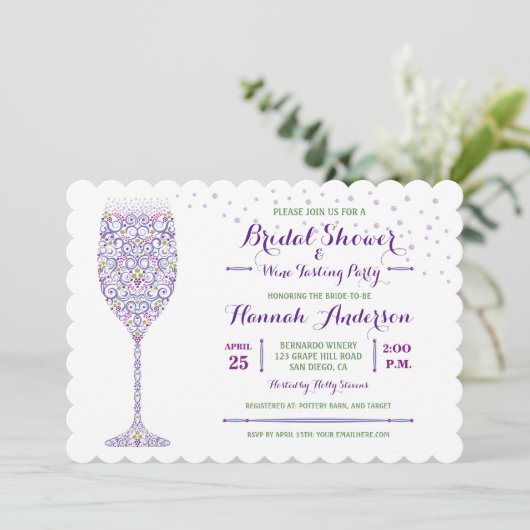ブライダルシャワーワインテイスティングパーティの招待状 招待状 (スタンド正面)