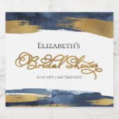 ブライダルシャワーワインボトルラベル | 水彩抽象 スパークリングワインラベル (シングルラベル)