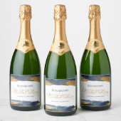 ブライダルシャワーワインラベル |水彩抽象芸術 スパークリングワインラベル (ボトル)