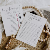 ブライダルシャワーワードスクランブル&トリビアゲームカード 招待状