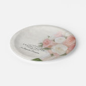 ブライダルシャワーヴィンテージイングリッシュローズブーケダマスク ペーパープレート (アングル)