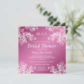 ブライダルシャワーヴィンテージエレガントが渦巻き2ピンク 招待状 (スタンド正面)