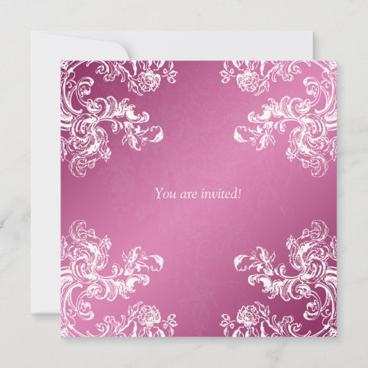 ブライダルシャワーヴィンテージエレガントが渦巻き2ピンク 招待状 (裏面)