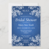ブライダルシャワーヴィンテージエレガントが2つのサファイアを旋回 招待状 (正面)