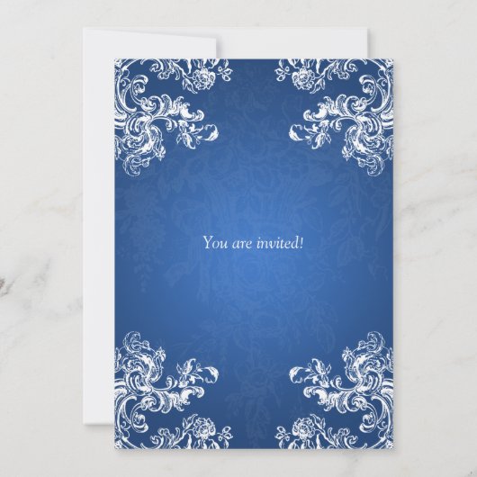 ブライダルシャワーヴィンテージエレガントが2つのサファイアを旋回 招待状 (裏面)