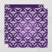 ブライダルシャワーヴィンテージエレガントダマスクパープル 招待状 (正面/裏面)