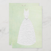 ブライダルシャワーヴィンテージグリーンホワ結婚イトズドレス 招待状 (正面/裏面)