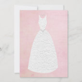 ブライダルシャワーヴィンテージピンクホ結婚ワイトズドレス 招待状 (正面)