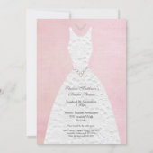 ブライダルシャワーヴィンテージピンクホ結婚ワイトズドレス 招待状 (裏面)