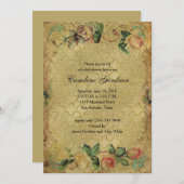 ブライダルシャワーヴィンテージフレーム金ゴールド 招待状 (正面/裏面)