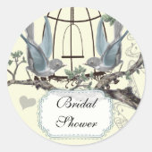 ブライダルシャワーヴィンテージブルーバ結婚ードズシール ラウンドシール (正面)