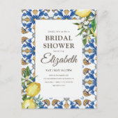 ブライダルシャワーヴィンテージレモン地中海の葉 インビテーションポストカード (正面)