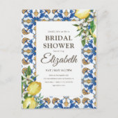 ブライダルシャワーヴィンテージレモン地中海の葉 インビテーションポストカード (正面)