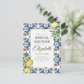 ブライダルシャワーヴィンテージレモン地中海の葉 インビテーションポストカード (スタンド正面)